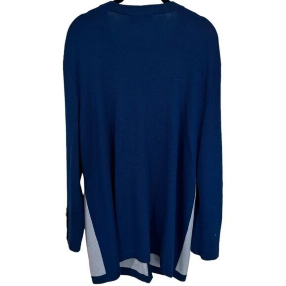 Vintage St. John Blue Colorblock Long Formal Jacket Special Occasion Size L - Picture 6 of 11